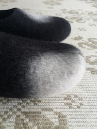 Image 3 of BLACK COWHIDE felted wool slippers