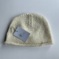 Image 2 of Black Isle Beanie in Cream Shetland Wool