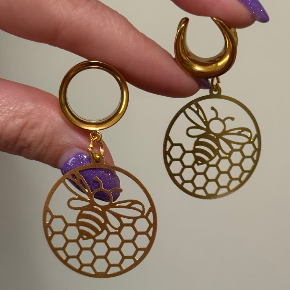 Image of Honeybee Hoop Dangles (sizes 4g-2")