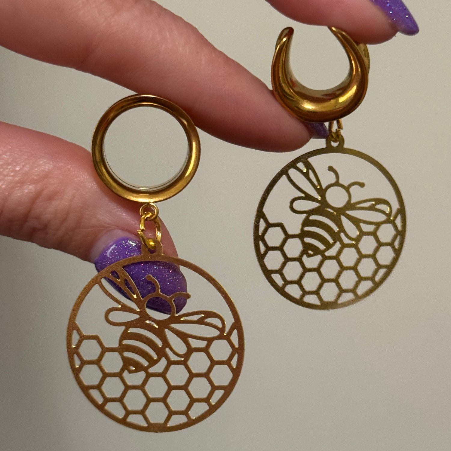 Image of Honeybee Hoop Dangles (sizes 4g-2")
