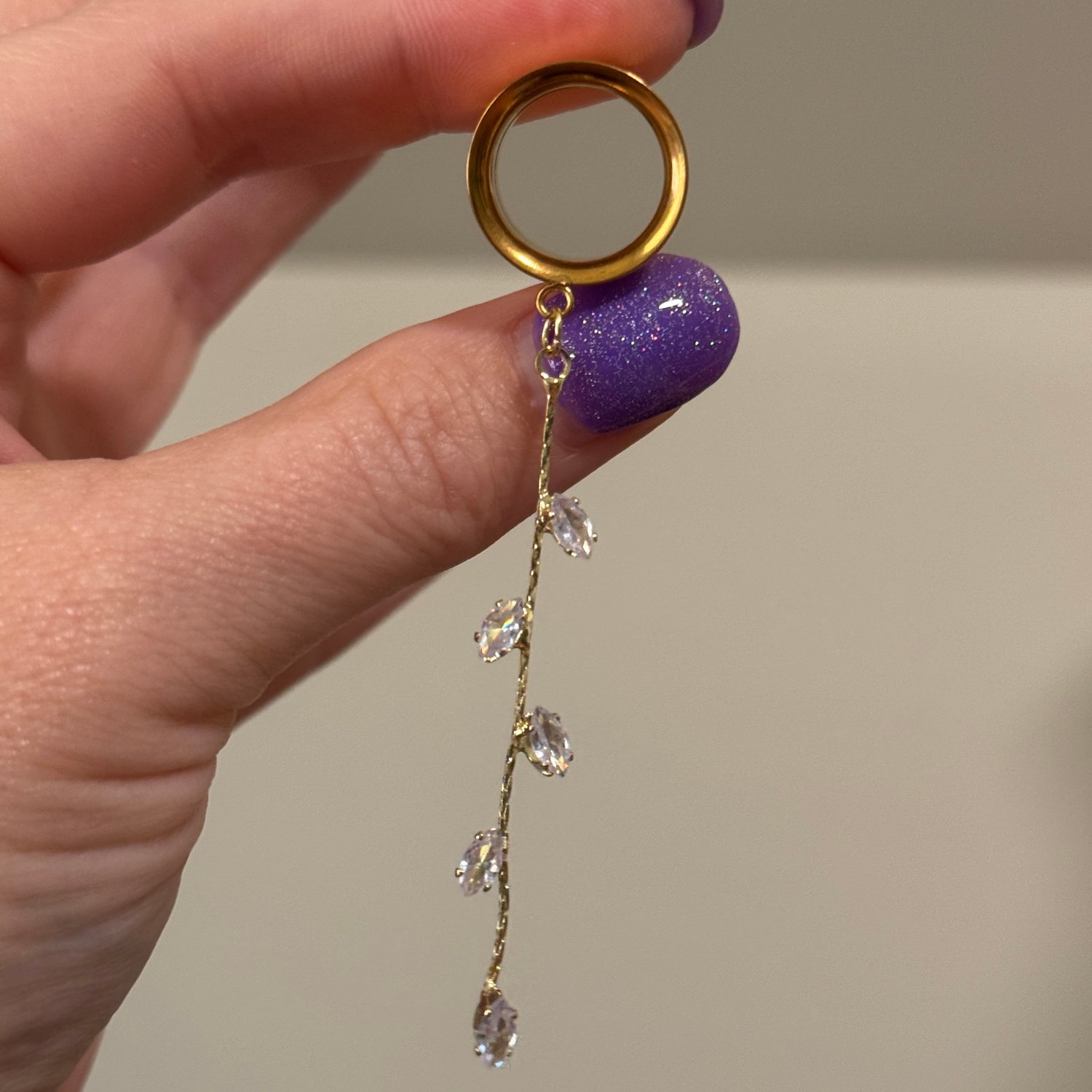 Image of Simple Gold Leaf Diamond Dangles (sizes 4g-2")