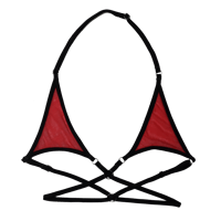 Red & Black Mesh Micro Bikini Top