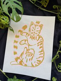 Queen cat linoleum print