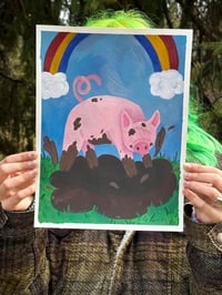 Image 1 of Piggy Rainbow Original Painting