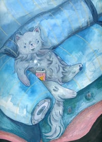 Image 2 of Lounging Cat Art Print