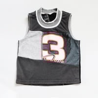 Image 1 of racing gray three 3/4 patchwork mix birthday 3 3rd third bday sleeveless summer tee tank top shirt 