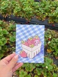 Image 3 of Peekaboo Strawberry Postcard Print