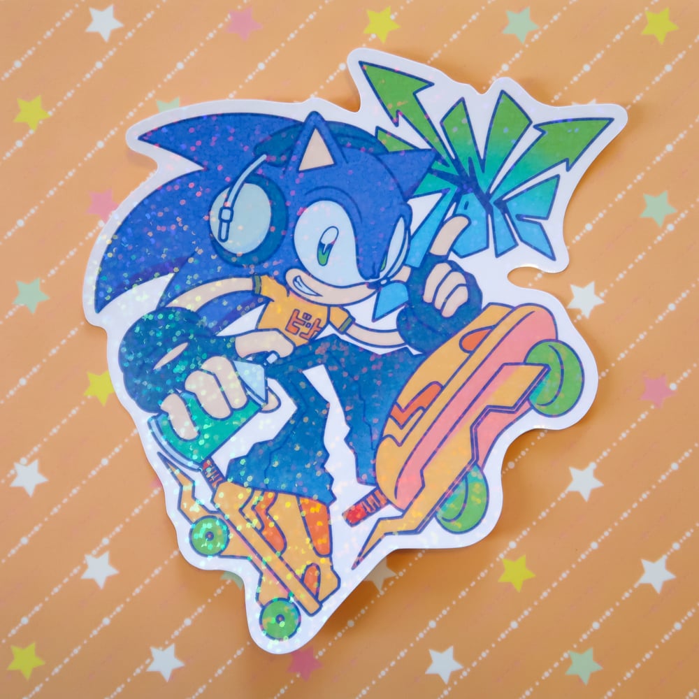 Jet Set Sonic Sticker - Glitter Vinyl