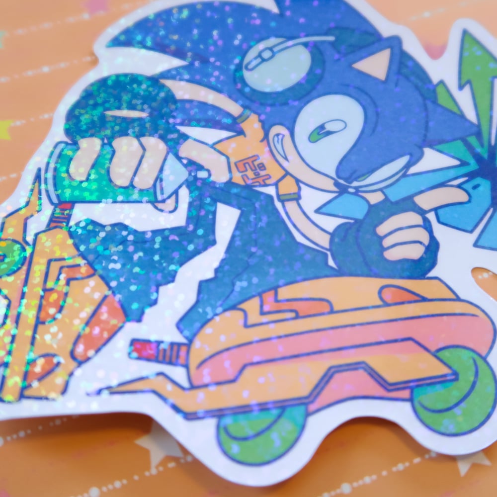 Jet Set Sonic Sticker - Glitter Vinyl
