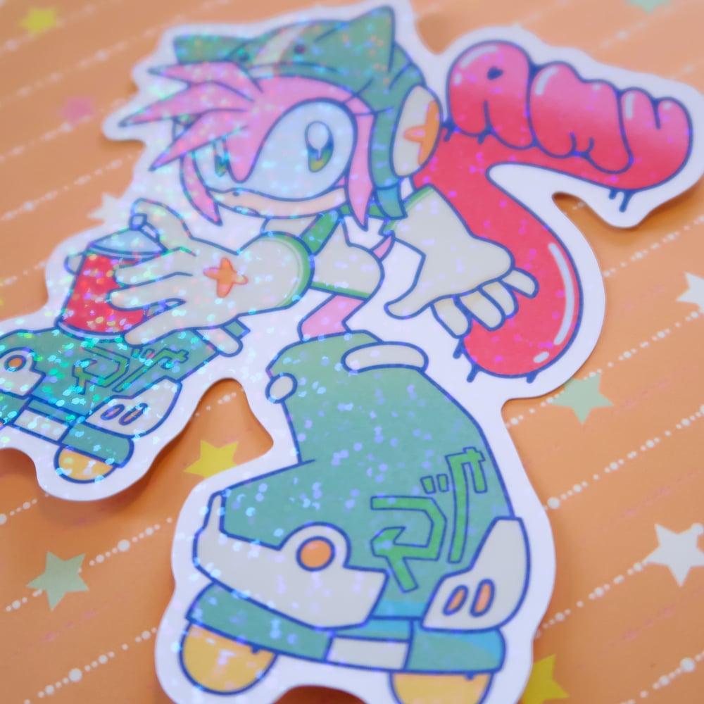 Jet Set Amy Sticker - Glitter Vinyl