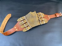 Image 1 of Panel Ball Gag with Buckles (Bishop Style) - Brown Leather Version