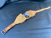 Image 3 of Panel Ball Gag with Buckles (Bishop Style) - Brown Leather Version