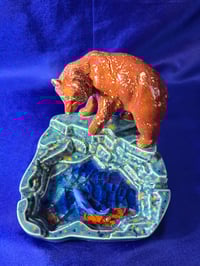 Image 2 of Ceramic Handmade Bear with Fish i/Mermaid in Pond