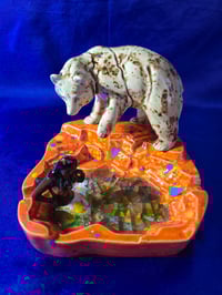 Image 9 of Ceramic Handmade Bear with Fish i/Mermaid in Pond