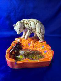 Image 10 of Ceramic Handmade Bear with Fish i/Mermaid in Pond