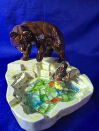 Image 13 of Ceramic Handmade Bear with Fish i/Mermaid in Pond