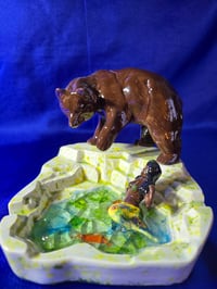 Image 15 of Ceramic Handmade Bear with Fish i/Mermaid in Pond