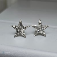 Image 1 of Star fine silver stud earrings, large
