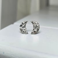 Image 1 of Crescent moon fine silver stud earrings