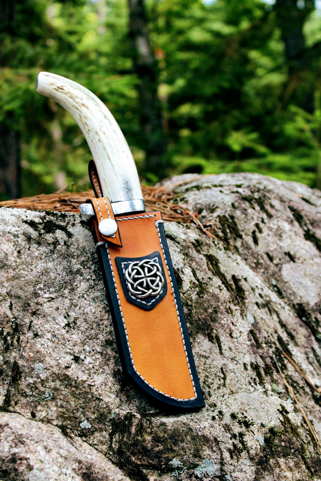 Image of Jellyroll Damascus Medieval Style Fighter Knife