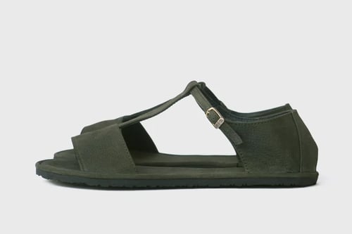 Image of T-strap Sandals in Olive Nubuck - 39 EU - Ready to ship