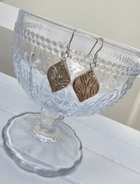 Image 3 of Delen Leaf design fine silver drop earrings 
