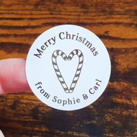 Image 1 of 35x Foiled Custom Name Christmas Candy Cane Stickers