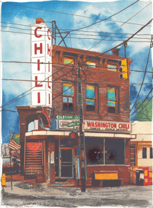 Image of Watercolor Painting of Original Camp Washington Chili 