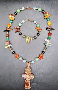 Image 4 of Small Ankh Orgonite Pendant/Necklace with matching Bracelet 