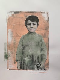 Maddie mixed media portrait on paper vintage child