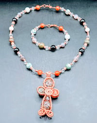 Image 2 of Small Orgonite Ankh Pendant/Necklace with matching Bracelet 