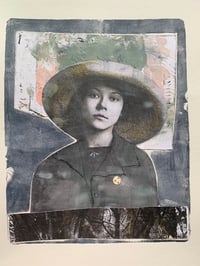 Franny Vintage girl mixed media portrait on paper