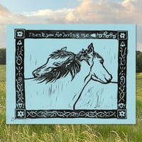 Image 1 of hugging horses block print