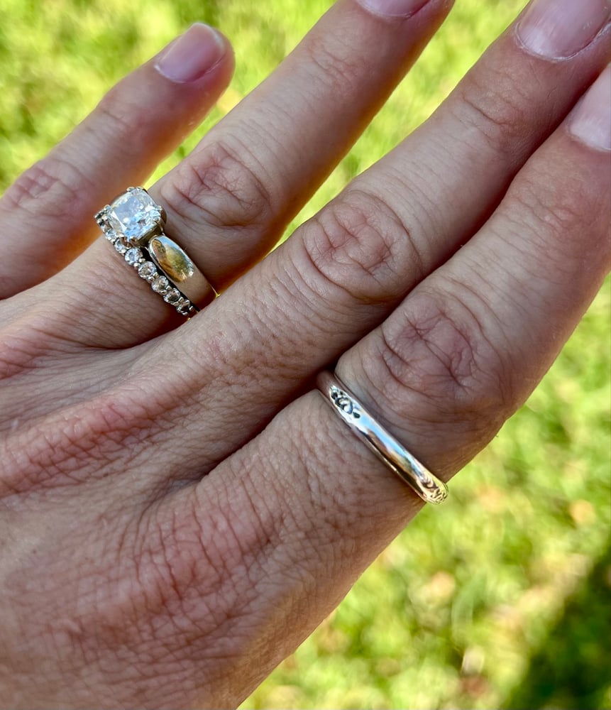 Image of Stamped heart stacker ring 