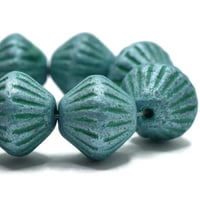 Image 2 of Tribal Bicone Czech Pressed Glass 11x10mm 15 beads Choose Your Color