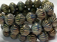 Image 4 of Tribal Bicone Czech Pressed Glass 11x10mm 15 beads Choose Your Color