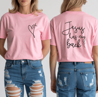 Image 4 of Jesus Has My Back Tee - Women's Fit