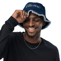 Image 12 of ‘JAH SWAG’ Embroidered Distressed Denim Bucket Hat