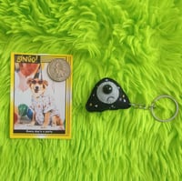 Image 3 of Fabric art cosmic ghost keychain