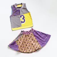 Image 2 of purple three 3T 3 3rd third twirly birthday bday party skirt set matching tank sleeveless