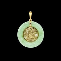 Image 1 of 10K Kowloon Dragon Center Pendant With Pearl 