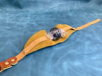 Image 2 of Single Strap Panel Gag - Brown leather version - Silicone Ball