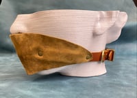 Image 3 of Single Strap Panel Gag - Brown leather version - Silicone Ball
