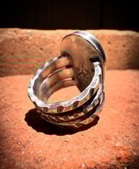 Image 4 of WL&A Handmade Heavy Ingot Old Style Split Band Phoenix RisingTurquoise Ring - Size 7.5