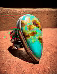 Image 1 of WL&A Handmade Heavy Ingot Old Style Split Band Phoenix RisingTurquoise Ring - Size 7.5