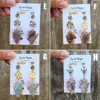 Image 3 of Double Gemstone Arrowhead Earrings | Gemstone Arrowhead Statement Earrings