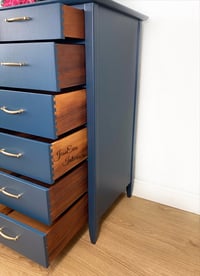 Image 4 of Dark Blue Large Mid Century CHEST OF DRAWERS by Golden Key