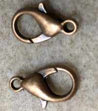 Image 2 of Lobster Clasp Plated Brass Lobster Claw Clasps 14x8mm 24 clasps Choose Your Color