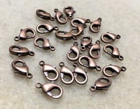 Image 1 of Lobster Clasp Plated Brass Lobster Claw Clasps 10x5mm 24 clasps Choose Your Color