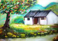 Image 1 of  Cottage  Beside a Tree (50cm x 70cm)